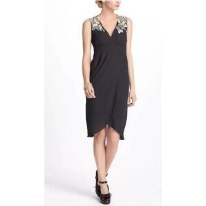 Meadow Rue Anthropologie Black Floral Embroidery Tulip Hem Dress Womens Size 2